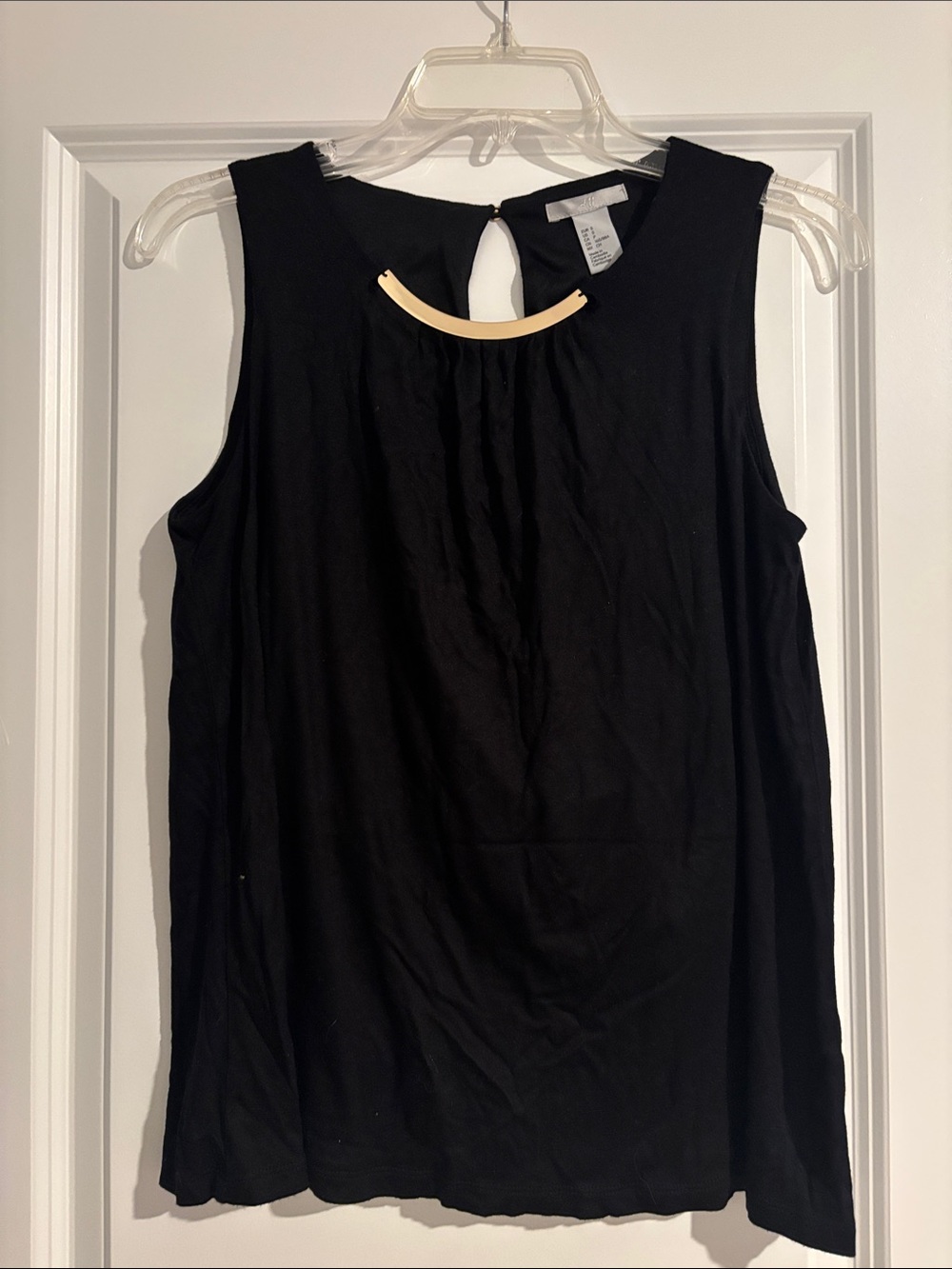 H&M Black Sleeveless Tank with Gold Neck Bar